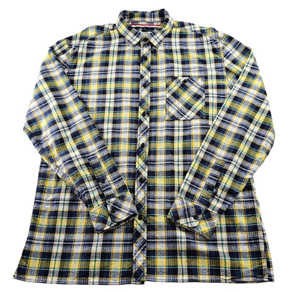 Tommy Hilfiger Casual Shirt Mens XL Multi Plaid Custom Fit Long Sleeve Button-Up